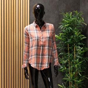 Lucky Brand Red Plaid Button Longe Sleeve Down Shirt, Size M